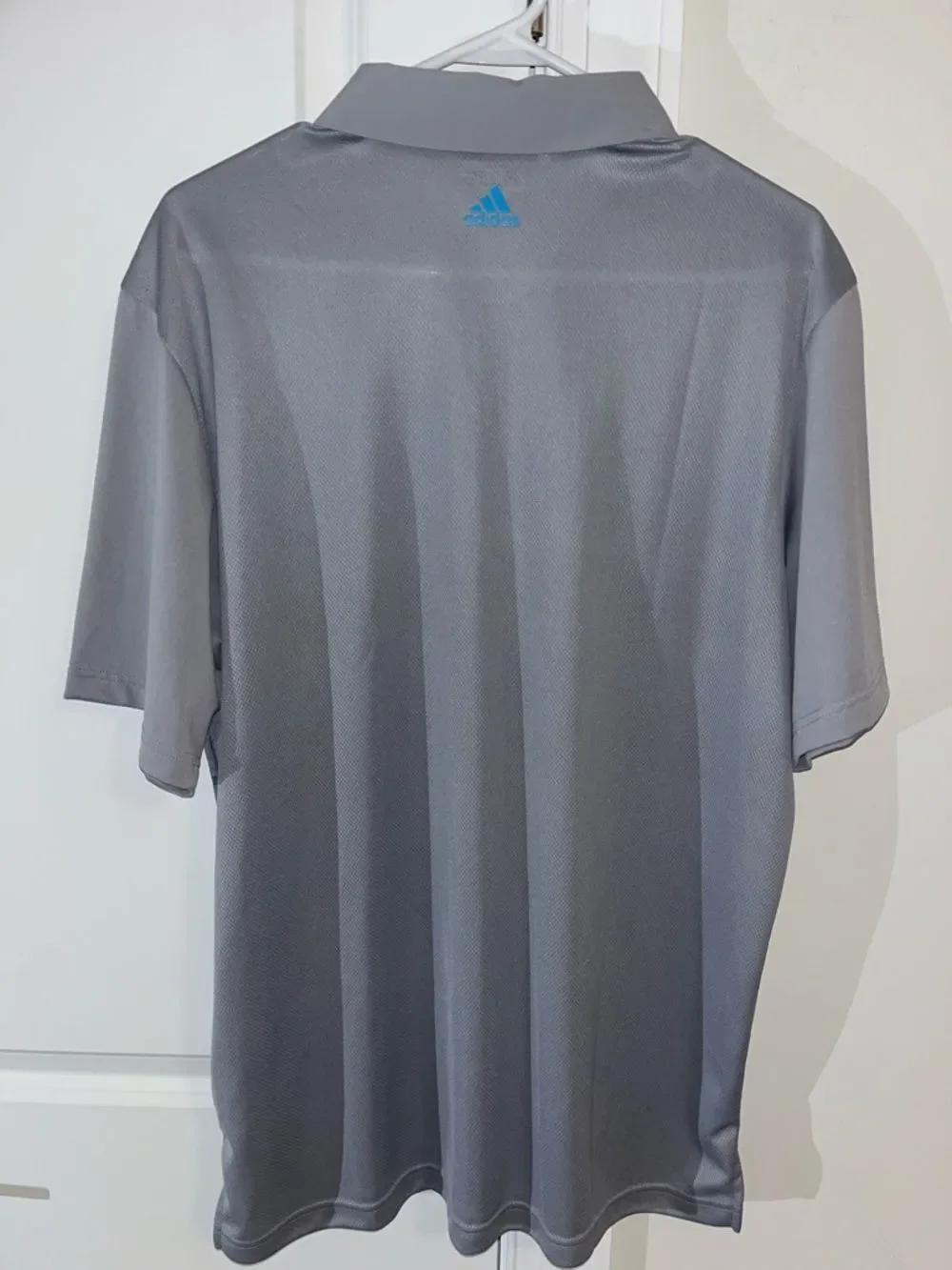 Adidas golf team men’s teal & gray Logo poly/Spandex blend Golf Polo Shirt L
